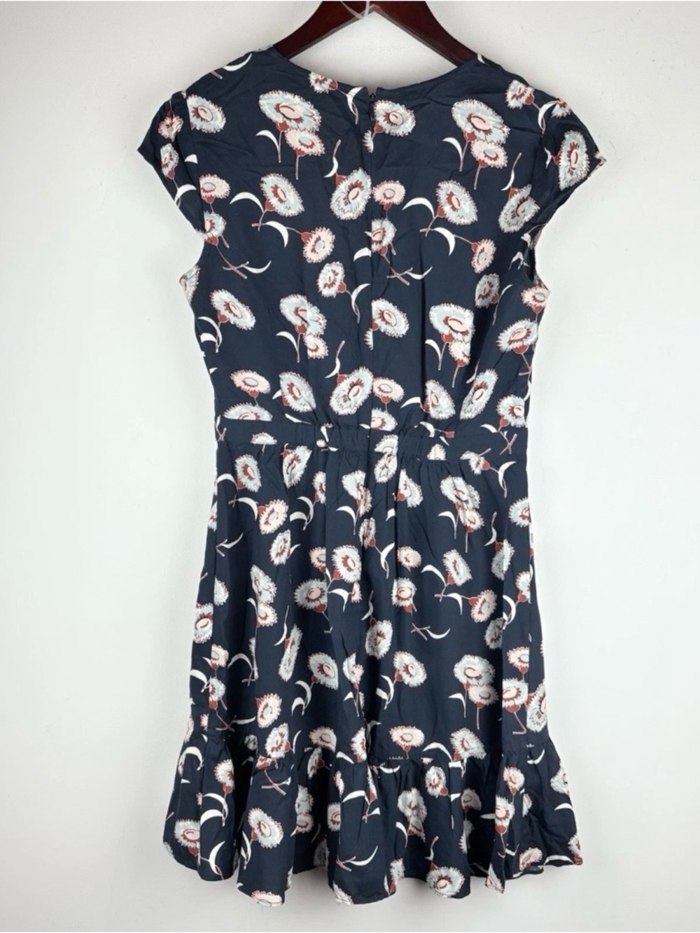 J.Crew Blue Floral Faux Wrap Ruffle Dress Sz 2 Cottagecore Dainty Summer Wedding - Picture 7 of 9